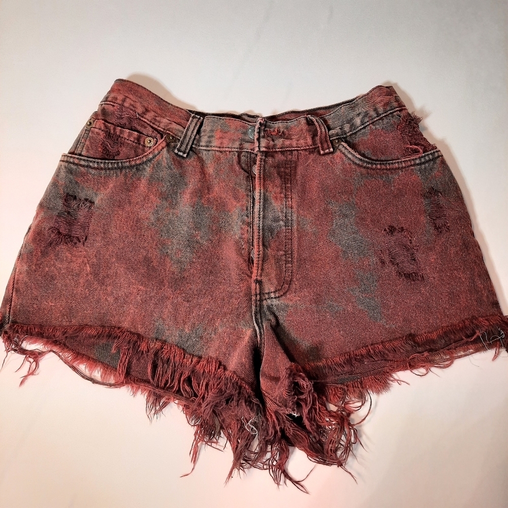 Levi's 501 Jean Shorts Women's Button Fly Hi Rise Distressed Cut-Off Denim